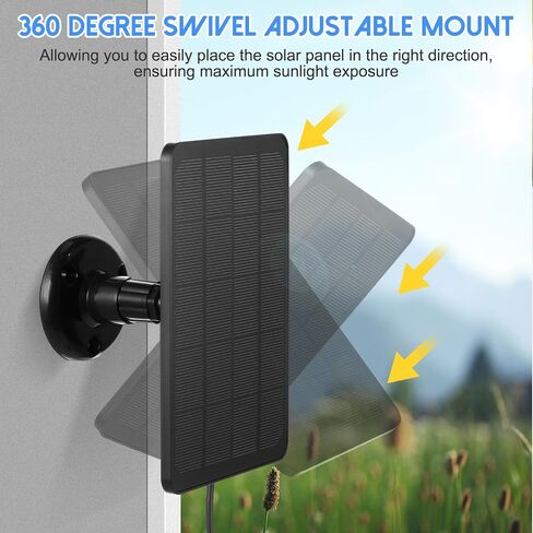 Kanayu 6 Pcs Camera Solar Panel with 9.8ft 5V 4W Charging Cable, 360° Adjustable Mount, Weatherproof Solar Panel Compatible with DC, Camera, Type C, Micro USB Adapter in Saudi Arabia