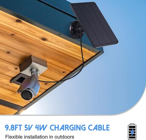 Kanayu 6 Pcs Camera Solar Panel with 9.8ft 5V 4W Charging Cable, 360° Adjustable Mount, Weatherproof Solar Panel Compatible with DC, Camera, Type C, Micro USB Adapter in Saudi Arabia