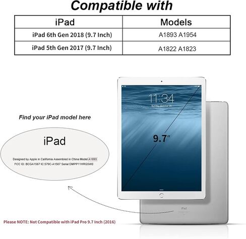 حافظة kenke iPad 9.7 2018/2017 مع حامل أقلام، غطاء ذكي للتنبيه/النوم التلقائي مع حامل ثلاثي الطي، غطاء خلفي ناعم من مادة TPU، حافظة خفيفة الوزن مقاومة للصدمات لجهاز iPad 9.7 بوصة الجيل السادس/الخامس، وردي in Kuwait