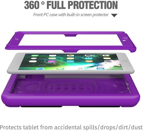 TIRIN 9.7-Inch Case, Kids Case for iPad 6th/5th Generation 2018/2017, iPad Air 1/2 & iPad Pro 9.7 Case with Built-in Screen Protector, Durable Shockproof Protective Cover with Handle Stand, Blue in Kuwait