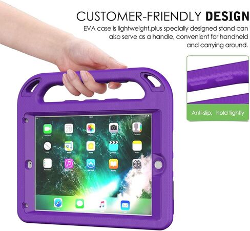 TIRIN 9.7-Inch Case, Kids Case for iPad 6th/5th Generation 2018/2017, iPad Air 1/2 & iPad Pro 9.7 Case with Built-in Screen Protector, Durable Shockproof Protective Cover with Handle Stand, Blue in Kuwait