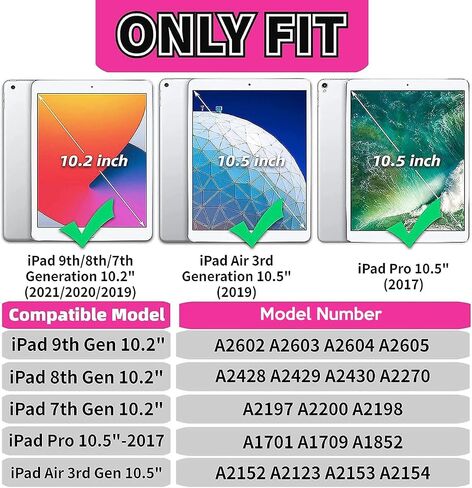 YIHE Kids Case for iPad 10.2" 9th/8th/7th Gen, Pro 10.5" & Air 3, Cyan&Pink in Kuwait