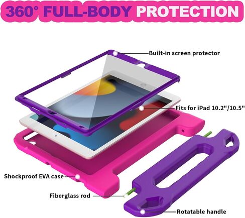 YIHE Kids Case for iPad 10.2" 9th/8th/7th Gen, Pro 10.5" & Air 3, Cyan&Pink in Kuwait