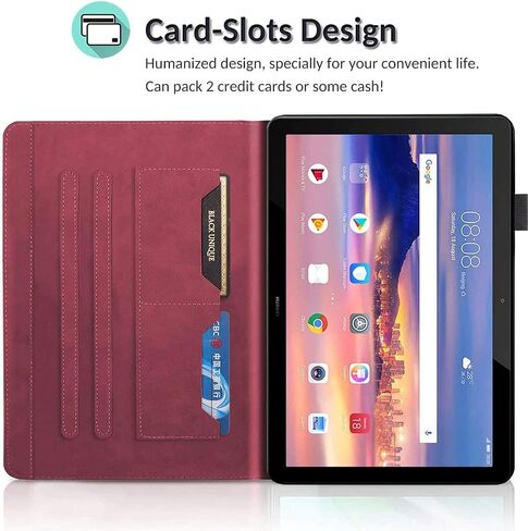حافظة لهاتف سامسونج جالاكسي T510، حافظة قلابة كرتونية لطيفة للغاية، حامل ذكي ثلاثي الطي مضاد للخدش ومضاد للصدمات، حافظة حماية نحيفة ناعمة من البولي يوريثان مع حامل قلم، فتحات للبطاقات، وردي. in Saudi Arabia