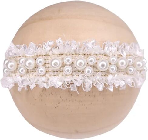 Newborn Photography Props Baby Photo Posing Pearl Headbands Girls Photoshoot Tieback (C Ivory) in Kuwait