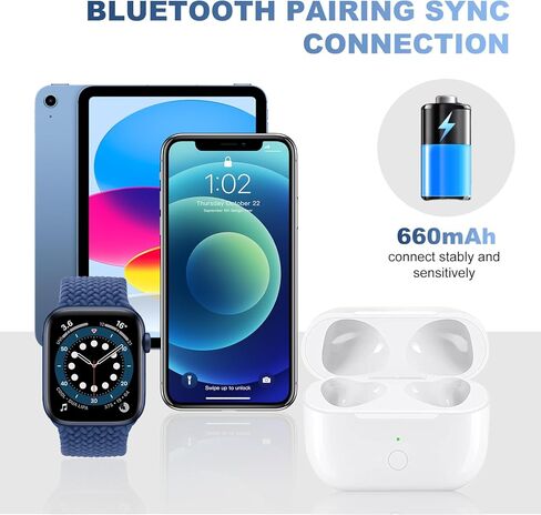 Wireless Charging Case Compatible with AirPods 3rd Generation Charging Case Replacement Charger Case Cover for Air Pods 3 Gen with Bluetooth Pairing Sync Button Quick-Pairing Button (No Earbuds) in Kuwait