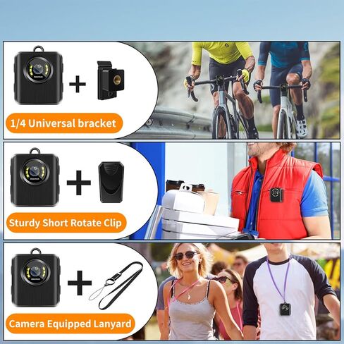 Aoceman Body Camera Body Cam Police Mini Spy Nanny Cam خفيفة الوزن ومحمولة 1080P كاميرا الجسم مع فيديو يمكن ارتداؤها لحارس أمن المنزل المنزل في الهواء الطلق السفر التخييم ركوب الدراجات in Kuwait