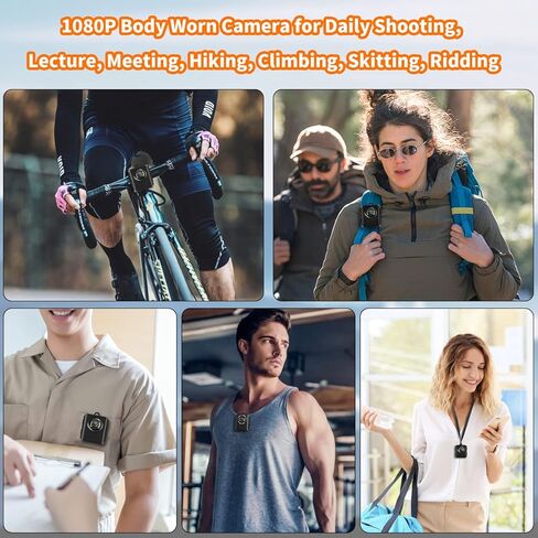 Aoceman Body Camera Body Cam Police Mini Spy Nanny Cam خفيفة الوزن ومحمولة 1080P كاميرا الجسم مع فيديو يمكن ارتداؤها لحارس أمن المنزل المنزل في الهواء الطلق السفر التخييم ركوب الدراجات in Kuwait