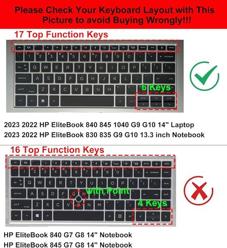2PCS Keyboard Cover Skin for 2022 2023 HP EliteBook 830 835 840 845 1040 G9 G10 Notebook 13.3 14 inch, HP EliteBook 13.3 14 inch Keyboard Protector(Not fit 840 845 1040 G8 G7 G6 G5 G4 G3),Black+Clear in Saudi Arabia