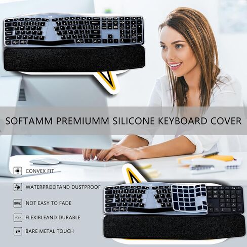 Keyboard Cover for Logitech Ergo K860 Wireless Ergonomic Keyboard,Waterproof Silicone Keyboard Protector Skin for Logitech K860 Split Keyboard Ultra Thin Dust-Proof Protective Accessories in Kuwait