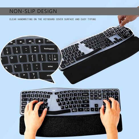 Keyboard Cover for Logitech Ergo K860 Wireless Ergonomic Keyboard,Waterproof Silicone Keyboard Protector Skin for Logitech K860 Split Keyboard Ultra Thin Dust-Proof Protective Accessories in Kuwait