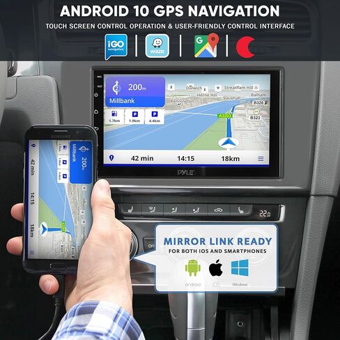 Pyle Double Din DVD Car Stereo Player Bluetooth in-Dash Car Stereo Touch Screen Receiver w/USB/SD, MP3, CD Player, AM FM Radio, Steering Wheel Feature, Hands-Free Call, Camera/Speaker Input-PLDN83BT in Kuwait