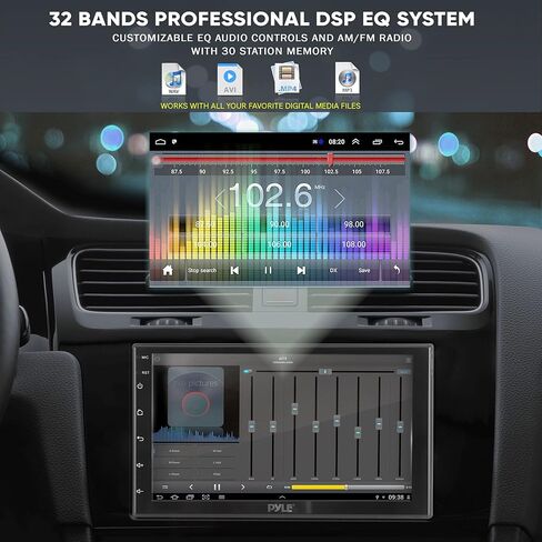 Pyle Double Din DVD Car Stereo Player Bluetooth in-Dash Car Stereo Touch Screen Receiver w/USB/SD, MP3, CD Player, AM FM Radio, Steering Wheel Feature, Hands-Free Call, Camera/Speaker Input-PLDN83BT in Kuwait