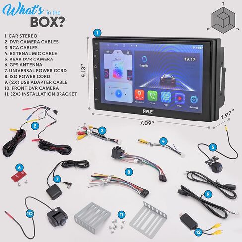 Pyle Double Din DVD Car Stereo Player Bluetooth in-Dash Car Stereo Touch Screen Receiver w/USB/SD, MP3, CD Player, AM FM Radio, Steering Wheel Feature, Hands-Free Call, Camera/Speaker Input-PLDN83BT in Kuwait