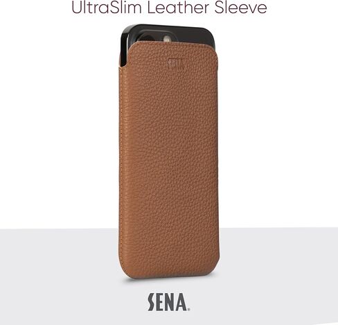 جراب هاتف خلوي من الجلد من Sena لهاتف iPhone 14 Plus/iPhone 14 Pro Max، جراب هاتف خلوي من الجلد المحبب بالكامل خفيف الوزن، ملف تعريف نحيف، يتميز ببطانة ناعمة من الألياف الدقيقة، أسمر ضارب للصفرة (SFD51606US) in Saudi Arabia