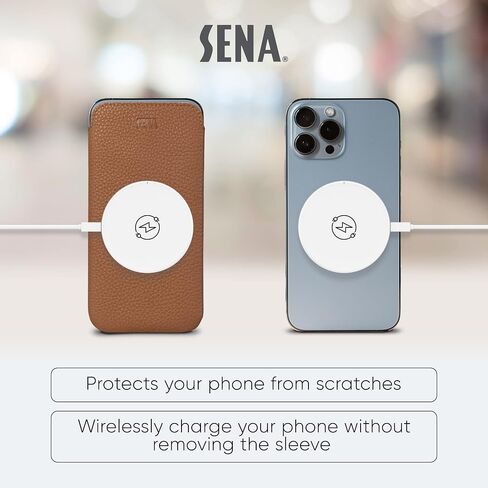 جراب هاتف خلوي من الجلد من Sena لهاتف iPhone 14 Plus/iPhone 14 Pro Max، جراب هاتف خلوي من الجلد المحبب بالكامل خفيف الوزن، ملف تعريف نحيف، يتميز ببطانة ناعمة من الألياف الدقيقة، أسمر ضارب للصفرة (SFD51606US) in Saudi Arabia