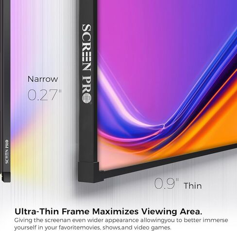 شاشة عرض SCREENPRO مقاس 100 بوصة ALR لرفض الضوء المحيط للمسرح المنزلي، شاشة رفض ضوء السقف بإطار ثابت 16:9 4K/8K Ultra Edge لجهاز عرض قصير جدًا وجهاز عرض ليزر in Kuwait