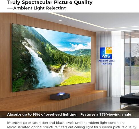 شاشة عرض SCREENPRO مقاس 100 بوصة ALR لرفض الضوء المحيط للمسرح المنزلي، شاشة رفض ضوء السقف بإطار ثابت 16:9 4K/8K Ultra Edge لجهاز عرض قصير جدًا وجهاز عرض ليزر in Kuwait