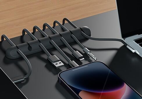 BGGCHEECA BU-B Wire/Cord/Cable Organizer White Cord Holder, Wire Organizer USB Cable Management Cord Keeper, Cable Clips for Car Home and Office. (6PACK, Black) in Kuwait