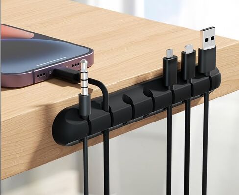 BGGCHEECA BU-B Wire/Cord/Cable Organizer White Cord Holder, Wire Organizer USB Cable Management Cord Keeper, Cable Clips for Car Home and Office. (6PACK, Black) in Kuwait