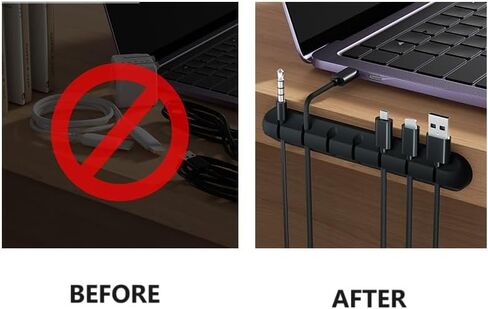 BGGCHEECA BU-B Wire/Cord/Cable Organizer White Cord Holder, Wire Organizer USB Cable Management Cord Keeper, Cable Clips for Car Home and Office. (6PACK, Black) in Kuwait