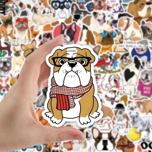 Bulldog 100Pcs Pack Cute Bulldogs Vinyl Decals Game Stickers for Laptop, Bumper, Water Bottles, Phone, Skateboard, Waterproof Dog Gift Stickers for Children, Teens, Adults in Saudi Arabia