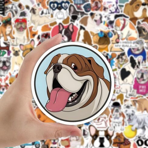 Bulldog 100Pcs Pack Cute Bulldogs Vinyl Decals Game Stickers for Laptop, Bumper, Water Bottles, Phone, Skateboard, Waterproof Dog Gift Stickers for Children, Teens, Adults in Saudi Arabia