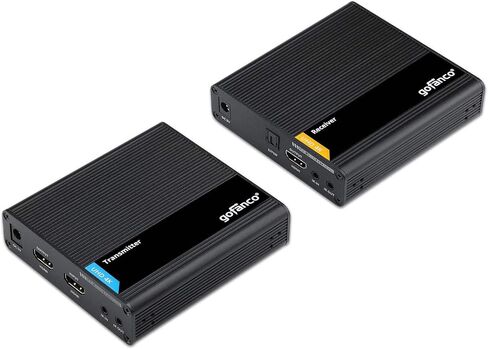 gofanco 4K HDMI Extender Balun Over CAT6/7 Ethernet Cable – Cascadable (10 RXs), Loopout on TX, 230ft (70m) at 4K @60Hz, HDR, 18Gbps, HDCP 2.2, Dual IR, Toslink Audio, Low Latency (HD20Ext-Cas) in Kuwait
