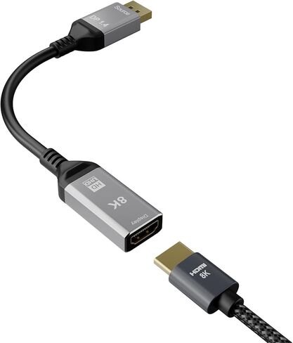 كيبل منفذ عرض 1.4 الى HDMI 2.1 UHD 8K ذكر الى انثى 0.25 متر محول 8K عند 60Hz 4K@120Hz متوافق مع شاشات العرض والكمبيوتر واجهزة التلفزيون HDMI من يوينتيك in Kuwait