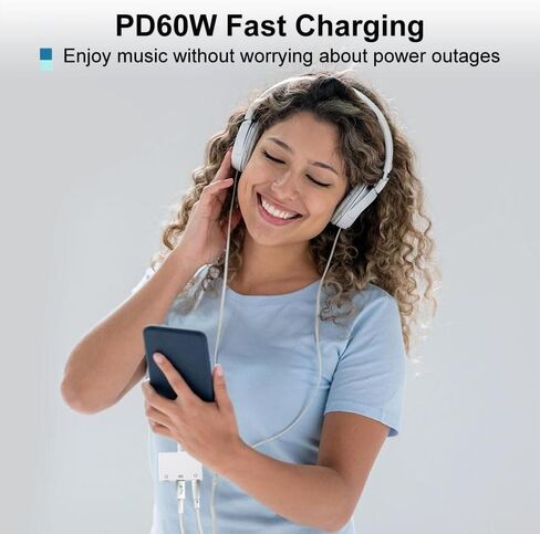 محول USB نوع C الى مقبس سماعة راس 3.5 ملم من USB C الى مقسم سماعة اذن مزدوج مع منفذ شحن سريع يدعم سماعة راس مزدوجة، متوافق بشكل متزامن مع ايباد برو وماك بوك وسامسونج جالكسي وجوجل بيكسل in Kuwait