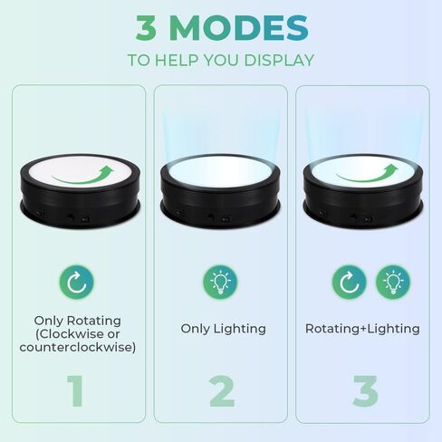 Rotating Display Stand with LED Light, 7.9inch/44lb in Kuwait