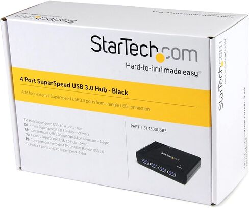 StarTech.com 4-Port USB 3.0 SuperSpeed Hub with Power Adapter - 5Gbps - Portable Multiport USB-A Dock IT Pro - USB Port Expansion Hub for PC/Mac (ST4300USB3) in Saudi Arabia