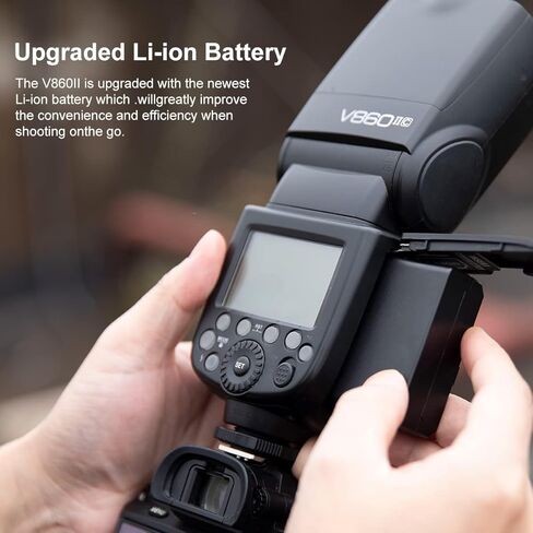 Godox V860II-C E-TTL II 2.4G مزامنة عالية السرعة 1/8000s GN60 بطارية ليثيوم أيون كاميرا فلاش Speedlite متوافق مع كاميرات Canon وجهاز إرسال فلاش لاسلكي Godox XPro-C in Saudi Arabia