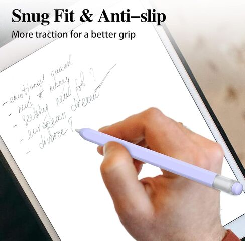 Classic Silicone Pencil Case Compatible with Apple Pencil 1st Generation Case Cover Sleeve,[with 5 Cloth Fiber Silicone Tip Cover],Non-Slip (Lavender) in Kuwait