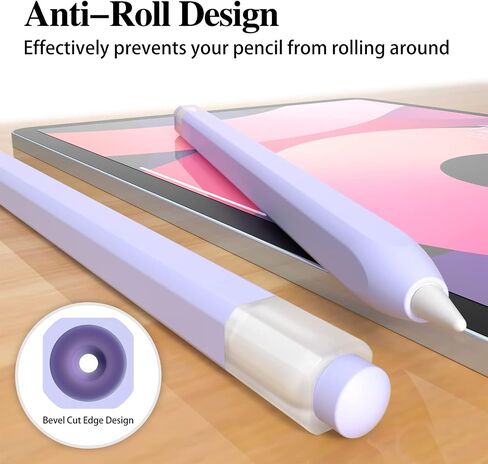 Classic Silicone Pencil Case Compatible with Apple Pencil 1st Generation Case Cover Sleeve,[with 5 Cloth Fiber Silicone Tip Cover],Non-Slip (Lavender) in Kuwait