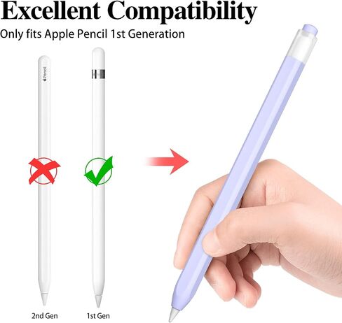 Classic Silicone Pencil Case Compatible with Apple Pencil 1st Generation Case Cover Sleeve,[with 5 Cloth Fiber Silicone Tip Cover],Non-Slip (Lavender) in Kuwait