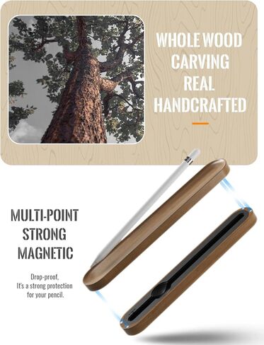 حامل حافظة من خشب الجوز من AFOOYO لأقلام Apple الجيل الأول والثاني، حافظة حمل ممتازة واقية من السيليكون متوافقة مع ملحقات أقلام Apple، وأطراف القلم، والأغطية (قلم رصاص مع حافظة رفيعة) in Kuwait