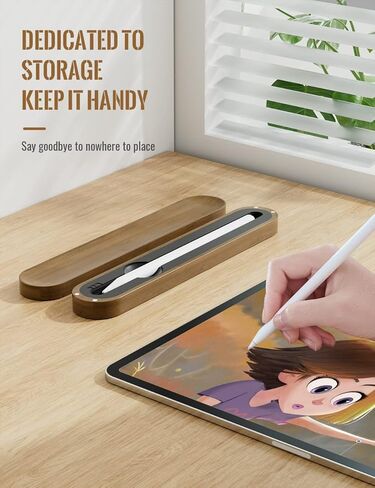 حامل حافظة من خشب الجوز من AFOOYO لأقلام Apple الجيل الأول والثاني، حافظة حمل ممتازة واقية من السيليكون متوافقة مع ملحقات أقلام Apple، وأطراف القلم، والأغطية (قلم رصاص مع حافظة رفيعة) in Kuwait