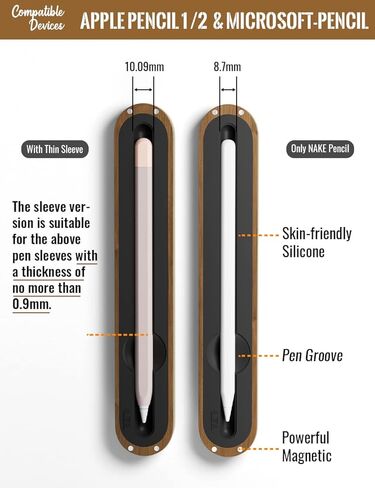 حامل حافظة من خشب الجوز من AFOOYO لأقلام Apple الجيل الأول والثاني، حافظة حمل ممتازة واقية من السيليكون متوافقة مع ملحقات أقلام Apple، وأطراف القلم، والأغطية (قلم رصاص مع حافظة رفيعة) in Kuwait