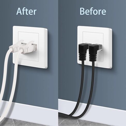 كابل إيثرنت GELRHONR بزاوية أعلى CAT5e/5، 90 درجة RJ45 ذكر إلى أنثى لوحة تركيب CAT5 سلك موسع شبكة LAN محمية للمكتب والجدار ولوحة الهيكل أسود - 2M in Kuwait