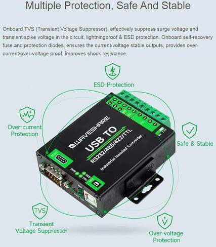USB TO RS232/485 Serial Converter Adapter, Onboard Original FT232RNL Chip | Built-in Self-Recovering Fuse, TVS Protection Circuit, etc. Compatible with Mac, Linux, Android, Win11/10/ 8.1/8/7 in Saudi Arabia