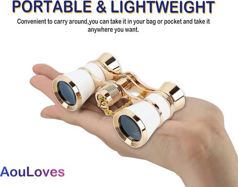 AouloveS Opera Glasses Binoculars 3 X 25 Compact and Lightweight Optical BK7 Theater Glasses with Chain for Adults Kids Women in Concert Theater Opera (Black) in Kuwait