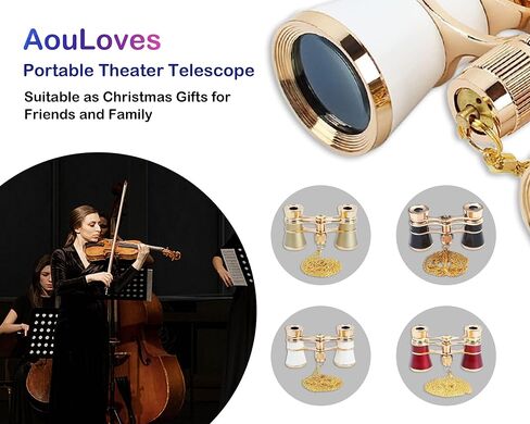AouloveS Opera Glasses Binoculars 3 X 25 Compact and Lightweight Optical BK7 Theater Glasses with Chain for Adults Kids Women in Concert Theater Opera (Black) in Kuwait