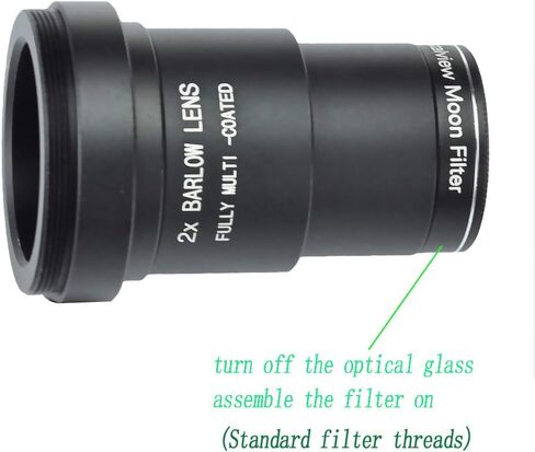 Gosky 1.25 بوصة 2X أسود بالكامل عدسة بارولو المعدنية ومحول الكاميرا لعدسات التلسكوبية - تقبل المرشحات 1.2 بوصة - يمكن استخدامها أيضًا للتصوير الفلكي - مطلي in Kuwait