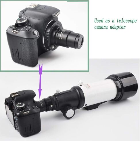 Gosky 1.25 بوصة 2X أسود بالكامل عدسة بارولو المعدنية ومحول الكاميرا لعدسات التلسكوبية - تقبل المرشحات 1.2 بوصة - يمكن استخدامها أيضًا للتصوير الفلكي - مطلي in Kuwait