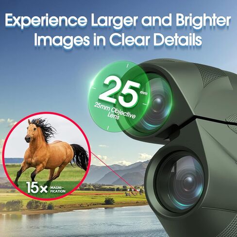 YUANZIMOO 15x25 Binoculars for Adults and Kids High Powered Binoculars Waterproof Compact Binoculars with Low Light Night Vision for Hunting Outdoor Sports Concerts and Bird Watching in Kuwait