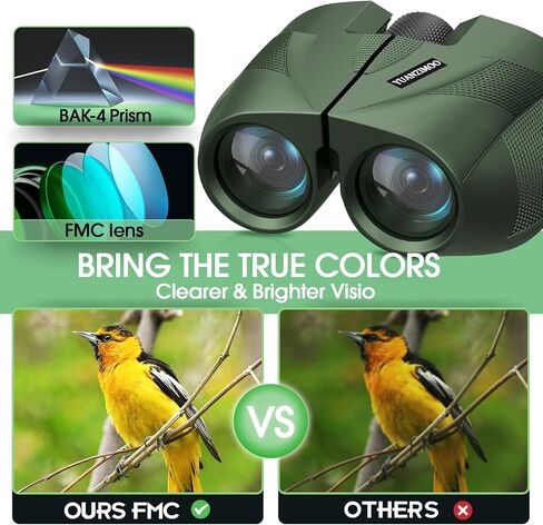 YUANZIMOO 15x25 Binoculars for Adults and Kids High Powered Binoculars Waterproof Compact Binoculars with Low Light Night Vision for Hunting Outdoor Sports Concerts and Bird Watching in Kuwait