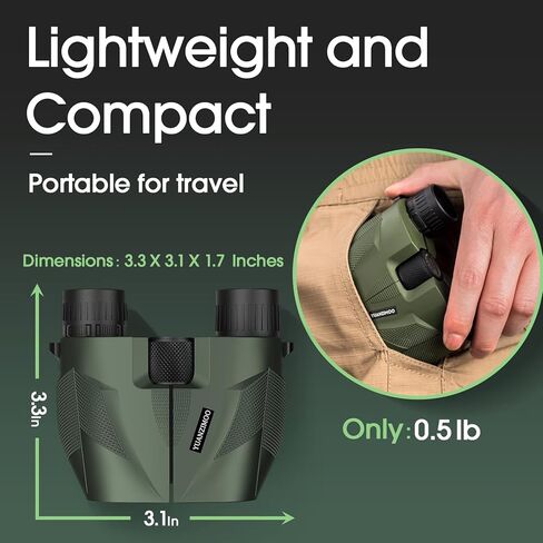 YUANZIMOO 15x25 Binoculars for Adults and Kids High Powered Binoculars Waterproof Compact Binoculars with Low Light Night Vision for Hunting Outdoor Sports Concerts and Bird Watching in Kuwait