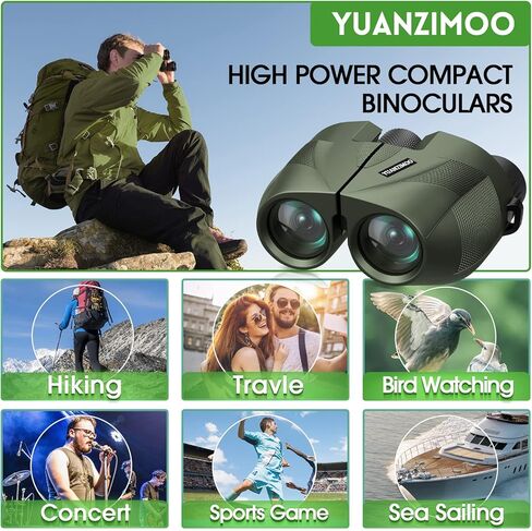 YUANZIMOO 15x25 Binoculars for Adults and Kids High Powered Binoculars Waterproof Compact Binoculars with Low Light Night Vision for Hunting Outdoor Sports Concerts and Bird Watching in Kuwait