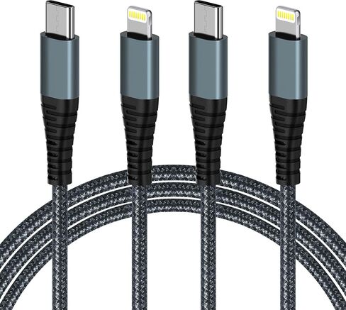 كابل USB C إلى Lightning بطول 10 أقدام، قطعتين، [معتمد من Apple MFi] كابل شاحن سريع من النايلون المضفر من النوع C إلى سلك iPhone كابل شاحن سريع من النايلون المضفر من النوع C إلى سلك iPhone متوافق in Kuwait